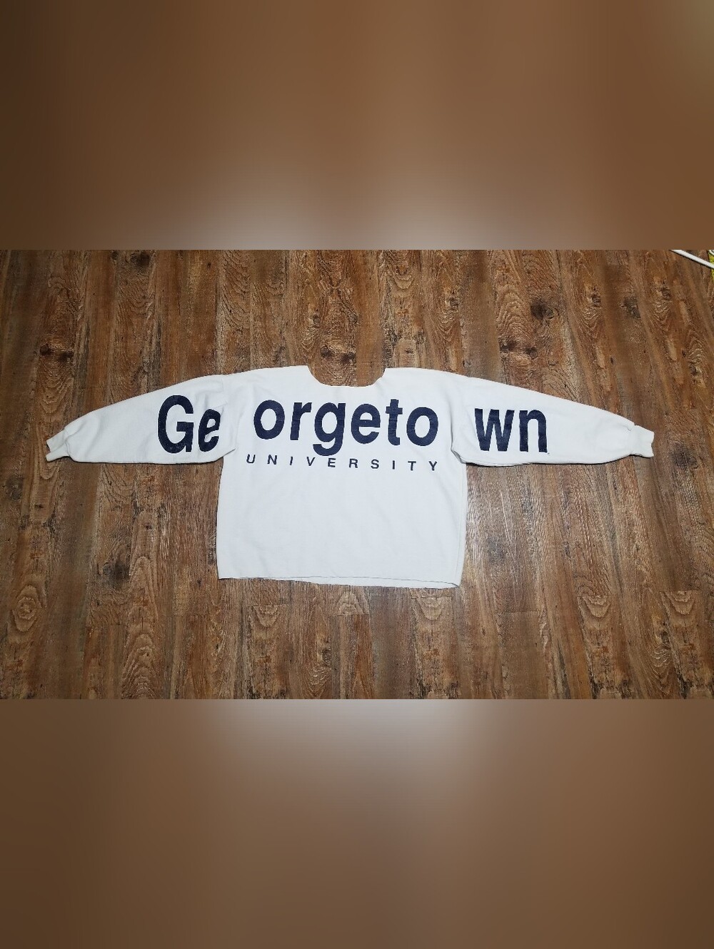 Georgetown University White Pullover Sweatshirt, Upcycled Vintage XL Oversize
